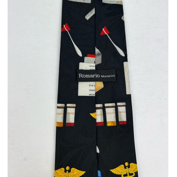 Doctor's Office Visit Men's Neck Tie Medical Bag Doctor Nurse Black Necktie - Picture 4 of 6